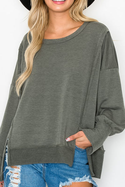 in the clear essential pullover | olive