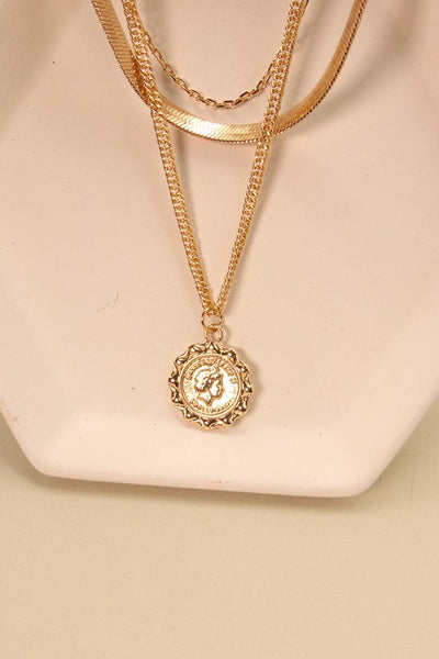 triple layer snakechain + coin necklace | gold plated