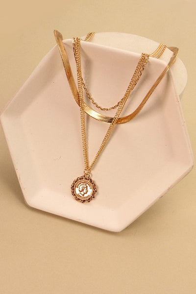 triple layer snakechain + coin necklace | gold plated
