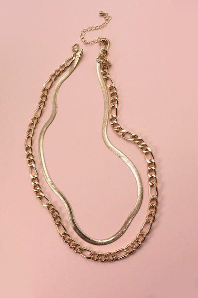 double layer figaro snake chain necklace | gold plated