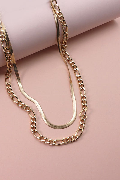 double layer figaro snake chain necklace | gold plated