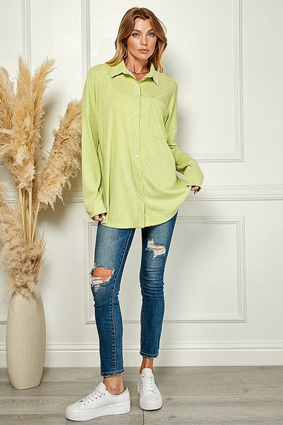 sunset nights button up top | pale green