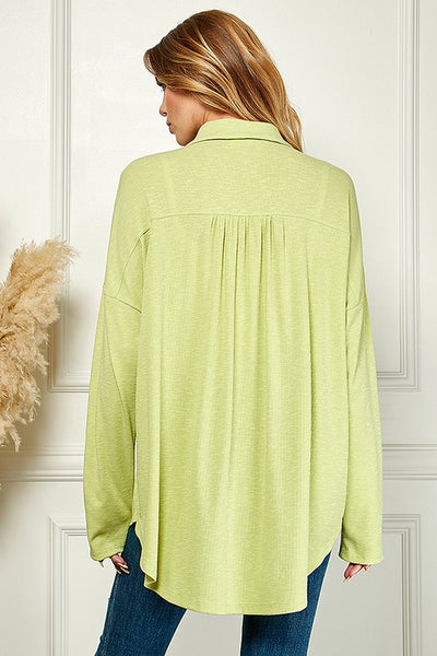 sunset nights button up top | pale green