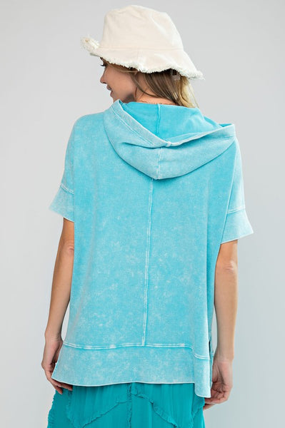 somewhere sunny thermal hoodie | turquoise
