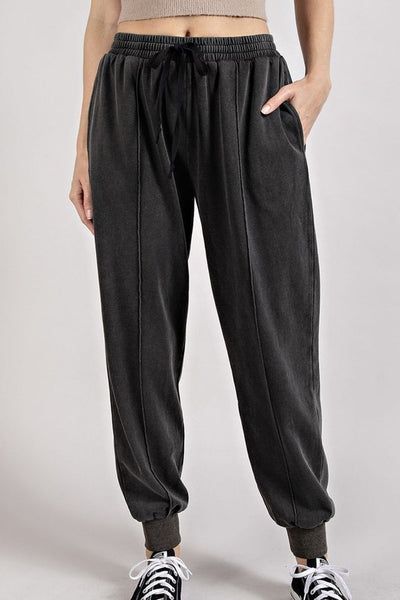 full of dreams mineral wash joggers | black