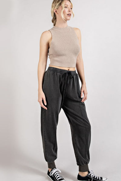 full of dreams mineral wash joggers | black