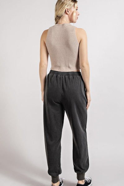 full of dreams mineral wash joggers | black