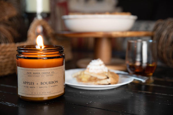 signature amber glass candle | apples + bourbon