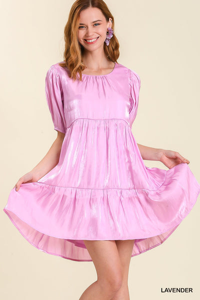just a crush satin shimmer babydoll dress | lavender