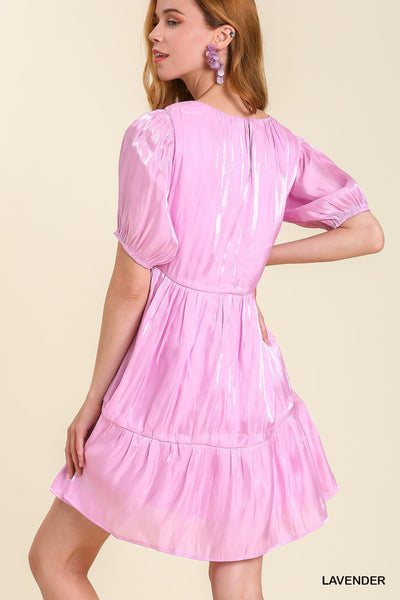just a crush satin shimmer babydoll dress | lavender