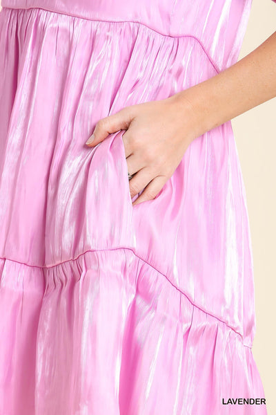 just a crush satin shimmer babydoll dress | lavender