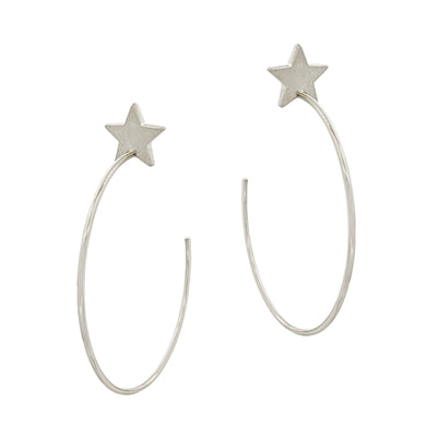 2.5" star stud + hoop earring | matte silver