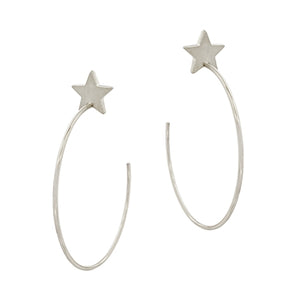 2.5" star stud + hoop earring | matte silver