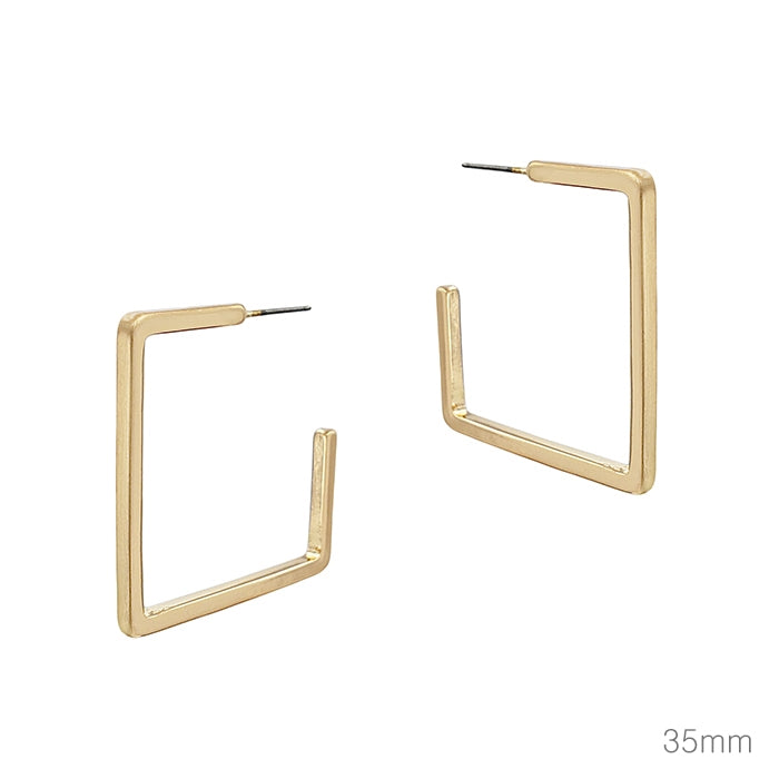 1.5" square hoops | matte gold
