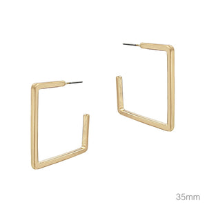 1.5" square hoops | matte gold