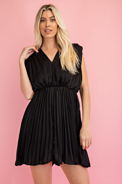 steal your attention pleated dress | black