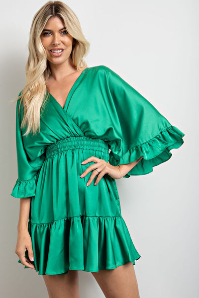 low key obsessed ruffle dress | kelly green
