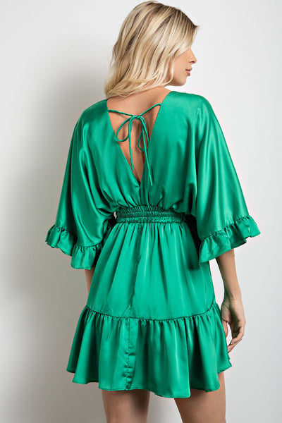 low key obsessed ruffle dress | kelly green