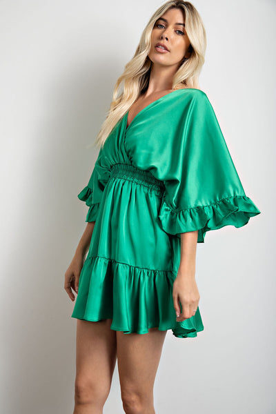 low key obsessed ruffle dress | kelly green