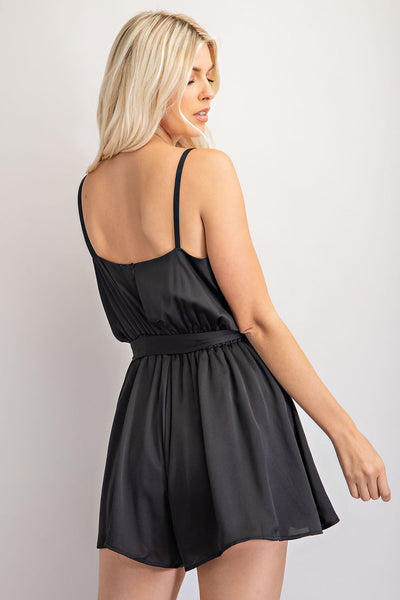 confident choice v-neck romper | black