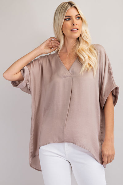 happiest here hi-low top | taupe