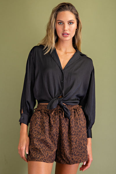 take on the night button down top | black