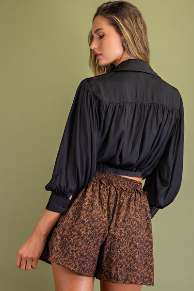 take on the night button down top | black