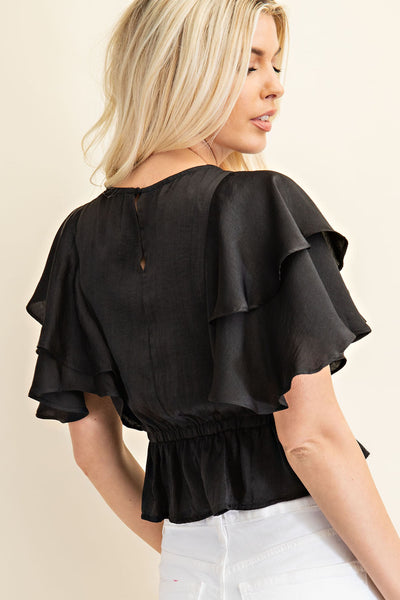 in my favor peplum top | black