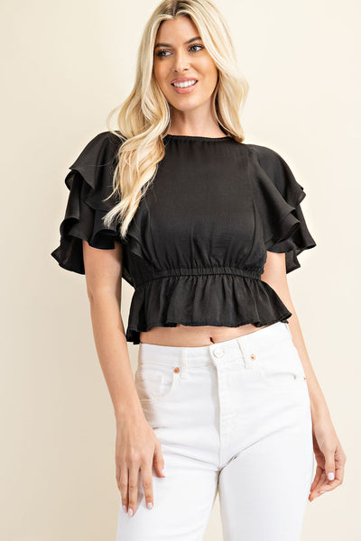 in my favor peplum top | black