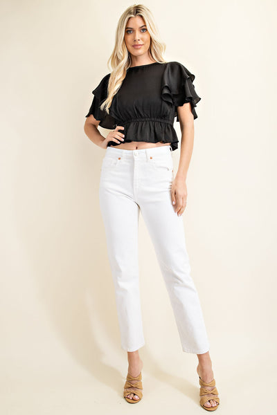 in my favor peplum top | black