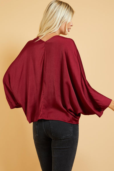 without thinking satin top | wine