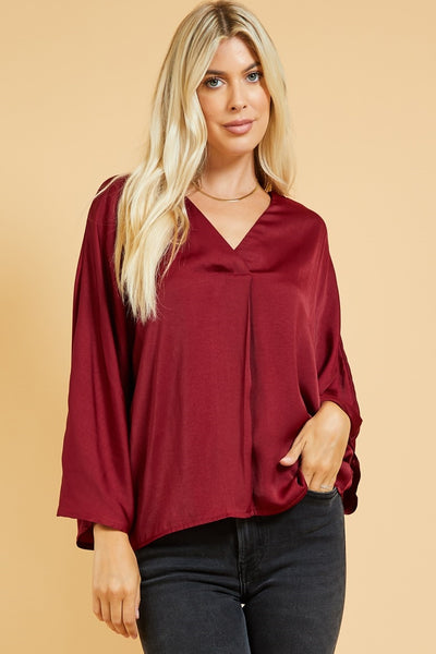 without thinking satin top | wine