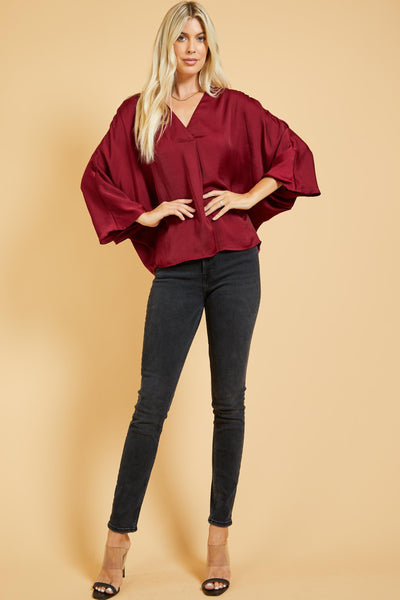without thinking satin top | wine