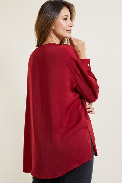toast on the town top | burgundy