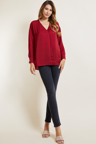 toast on the town top | burgundy