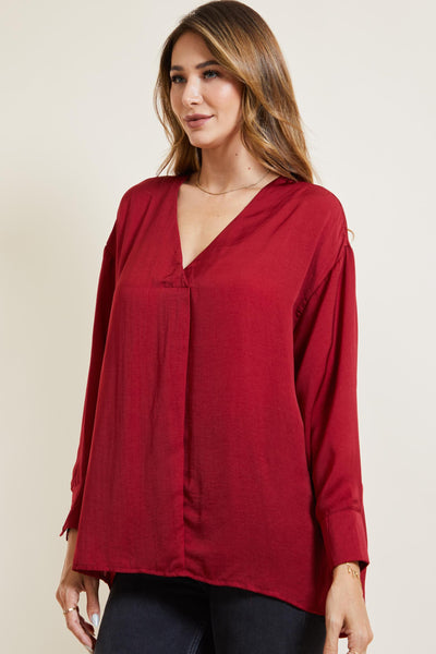 toast on the town top | burgundy