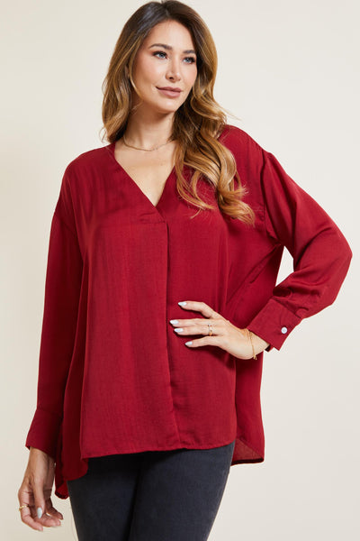 toast on the town top | burgundy