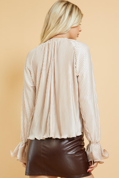finer things in life pleated top | champagne