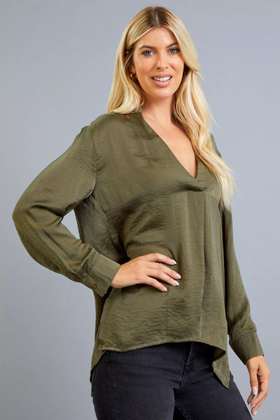 no hesitation satin top | olive