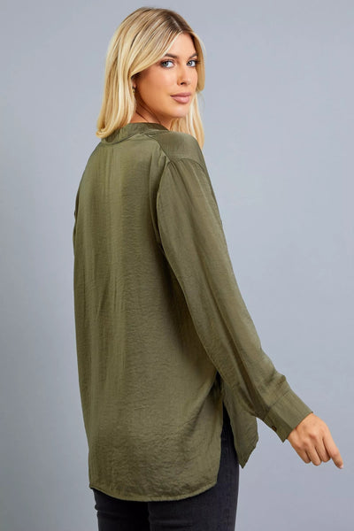no hesitation satin top | olive
