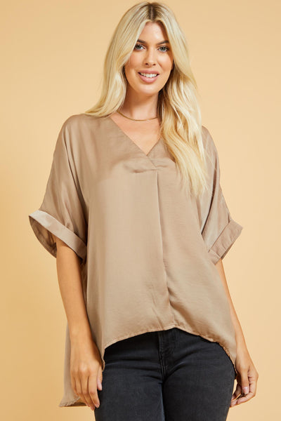 greatest chance hi-low top | taupe
