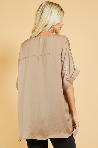greatest chance hi-low top | taupe
