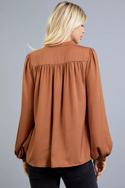 positive energy satin top | camel