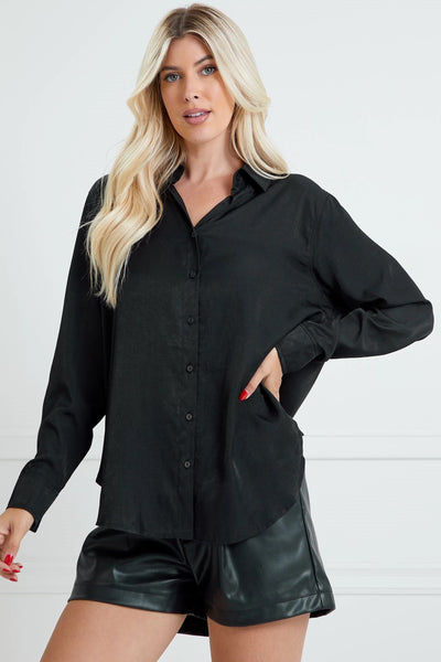 banking on it button up top | black