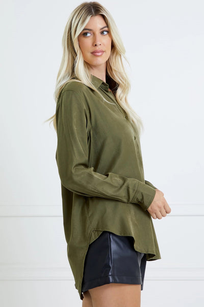 banking on it button up top | olive
