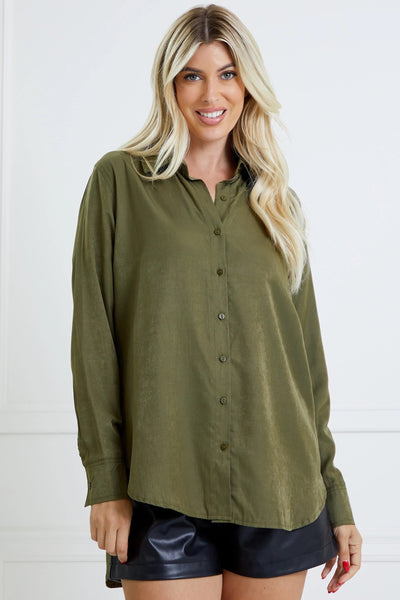 banking on it button up top | olive