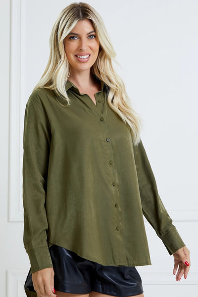 banking on it button up top | olive
