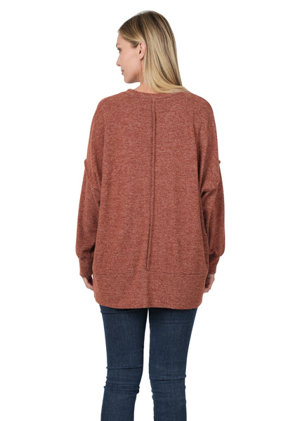 living truth lightweight sweater | dark rust