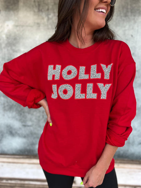 holly jolly sweatshirt | red