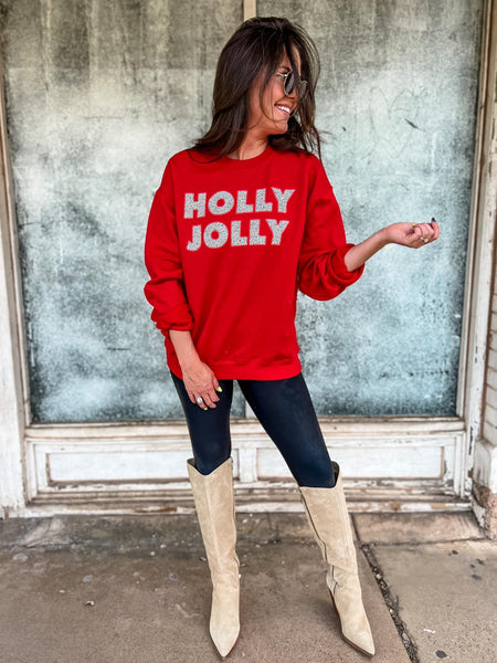 holly jolly sweatshirt | red